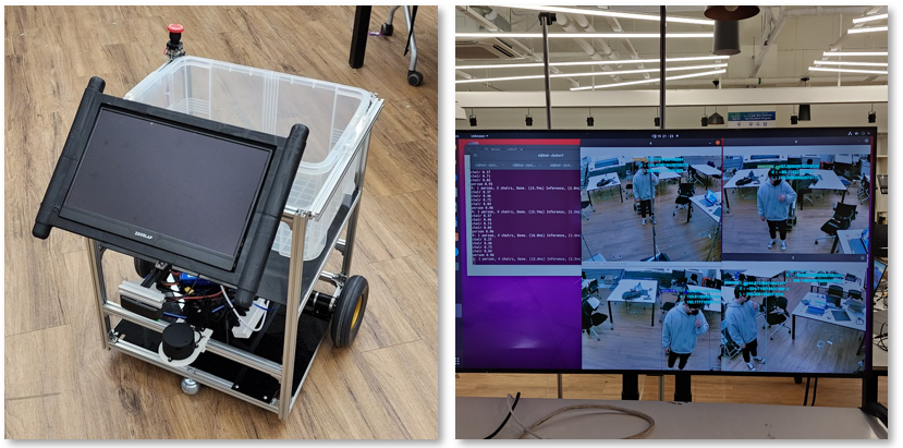 Autonomous shopping cart and ceiling-camera perception system
